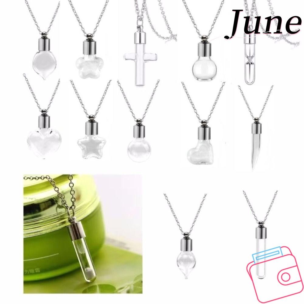 JUNE สร้อยคอขวดแก้ว, ที่ใส่ขี้เถ้าเติมได้ Wishing Bottle, พร้อมโซ่ DIY Keepsake น้ําหอม Vial จี้