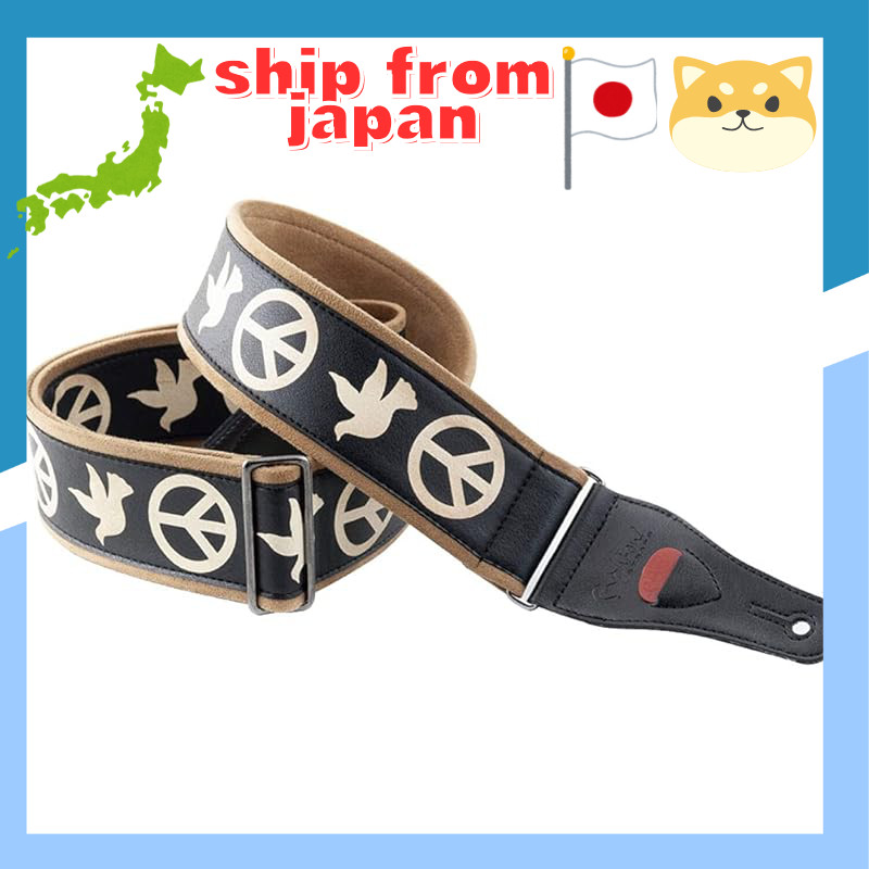 RightOn! STRAPS Guitar Strap, Width 6cm, Length 90-150cm, LEGEND PEACE & DOVES BLACK.