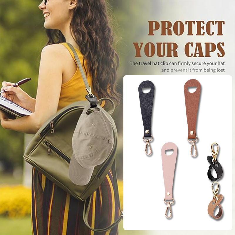 หยุนหยวน เดินทางกลางแจ้งหมวกคลิปตะขอผ้าพันคอหัวเข็มขัดหนัง ปู่ กระเป๋าถือหมวกคลิปฤดูร้อนอาทิตย์หมวกเก็บหัวเข็มขัดคลิป