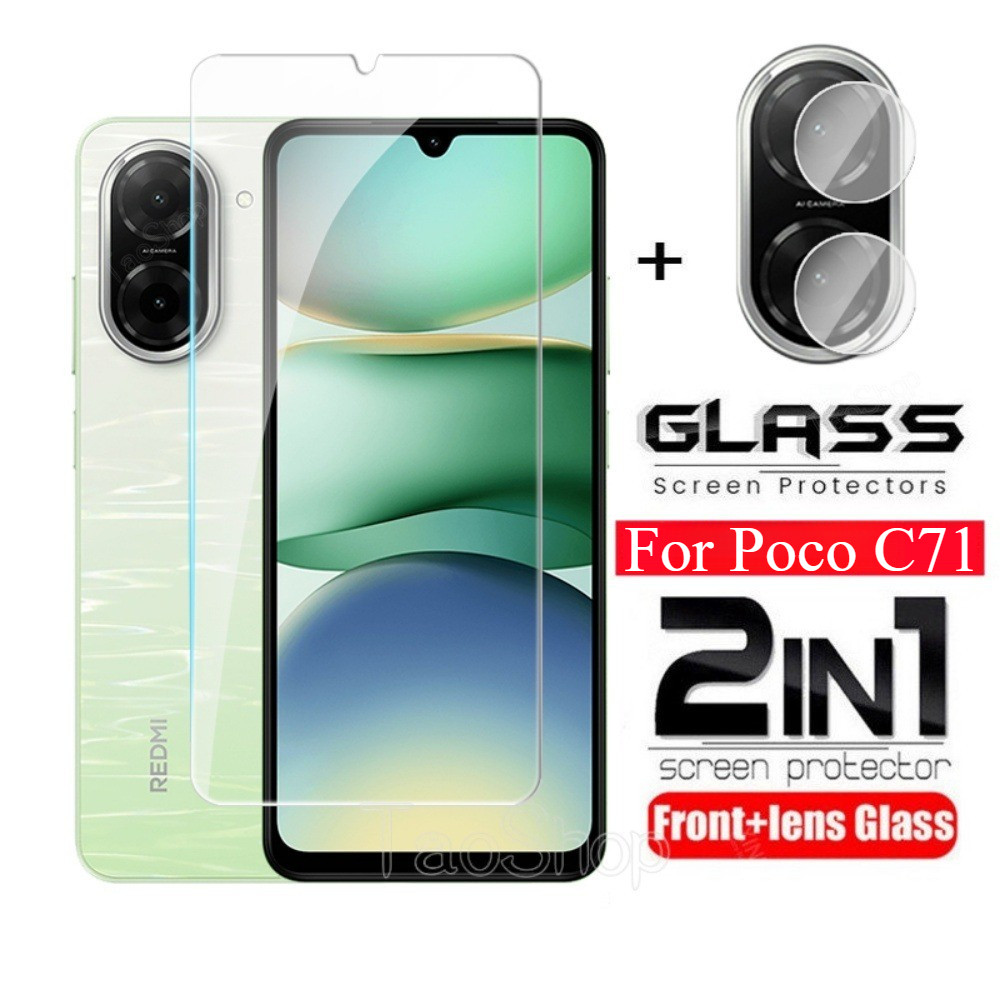 2 in 1 ป้องกันหน้าจอฟิล์มกระจกนิรภัยสําหรับ Xiaomi Poco C71 C 71 PocoPhone C71 PocoC71 PocoPhoneC71 