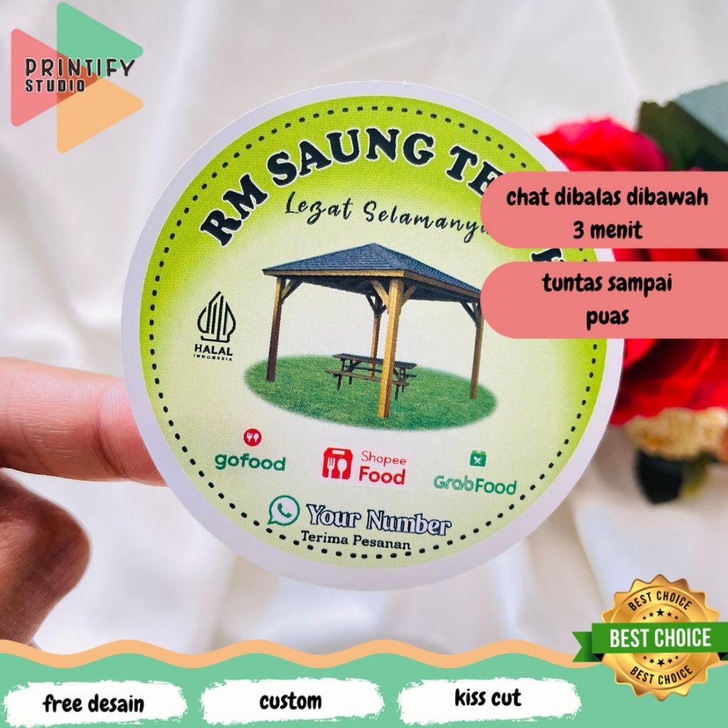 Printify 9-15 Tableware พิมพ์สติกเกอร์ฟรีออกแบบที่กําหนดเองร้านอาหารยี่ห้อชื่อ Chrono สติกเกอร์