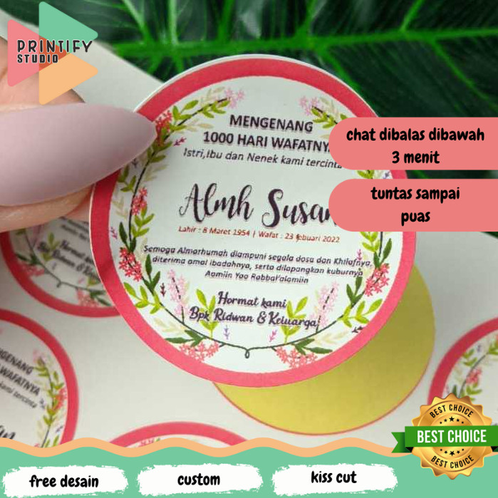 Printify 2-4 Haul Tahlil สติกเกอร์สําหรับกลุ่มศึกษาอิสลามเพื่อชนะความตาย 40 100 1000 วันสติกเกอร์ Ta