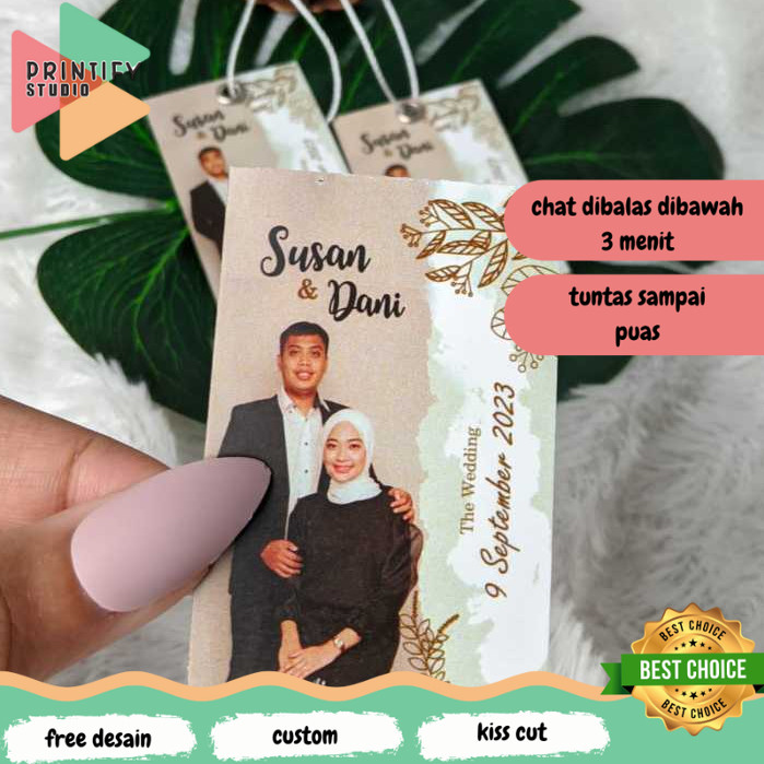 Printify Hangtag ของที่ระลึกงานแต่งงานแท็กแขวนป้ายที่กําหนดเองอวยพรงานแต่งงานออกแบบฟรี