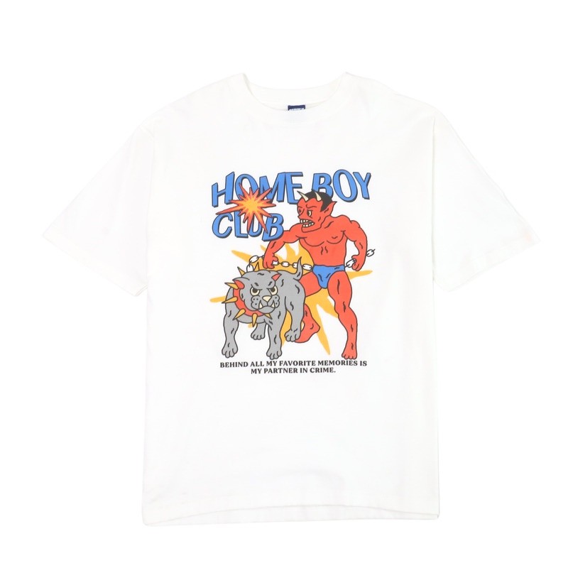 ผ้าฝ้ายแท้HOMEBOY เสื้อยืดผู้ชายลาย CLUBS-3XLSize S-5XL