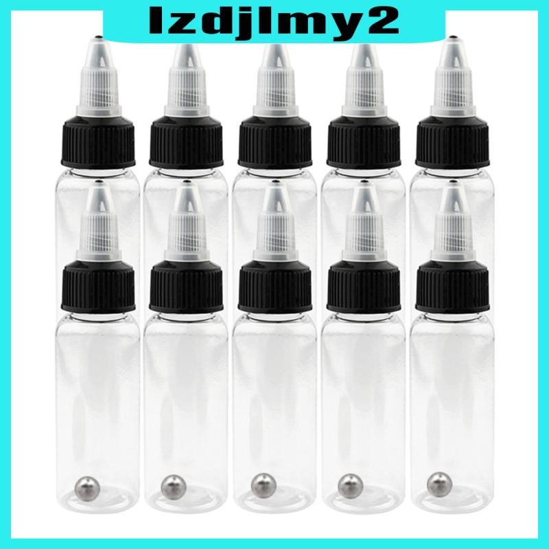 [Lzdjlmy2] 10 ชิ้น Clear Tattoo Airbrush Ink ขวดเปล่า LDPE แอร์บรัชพลาสติก