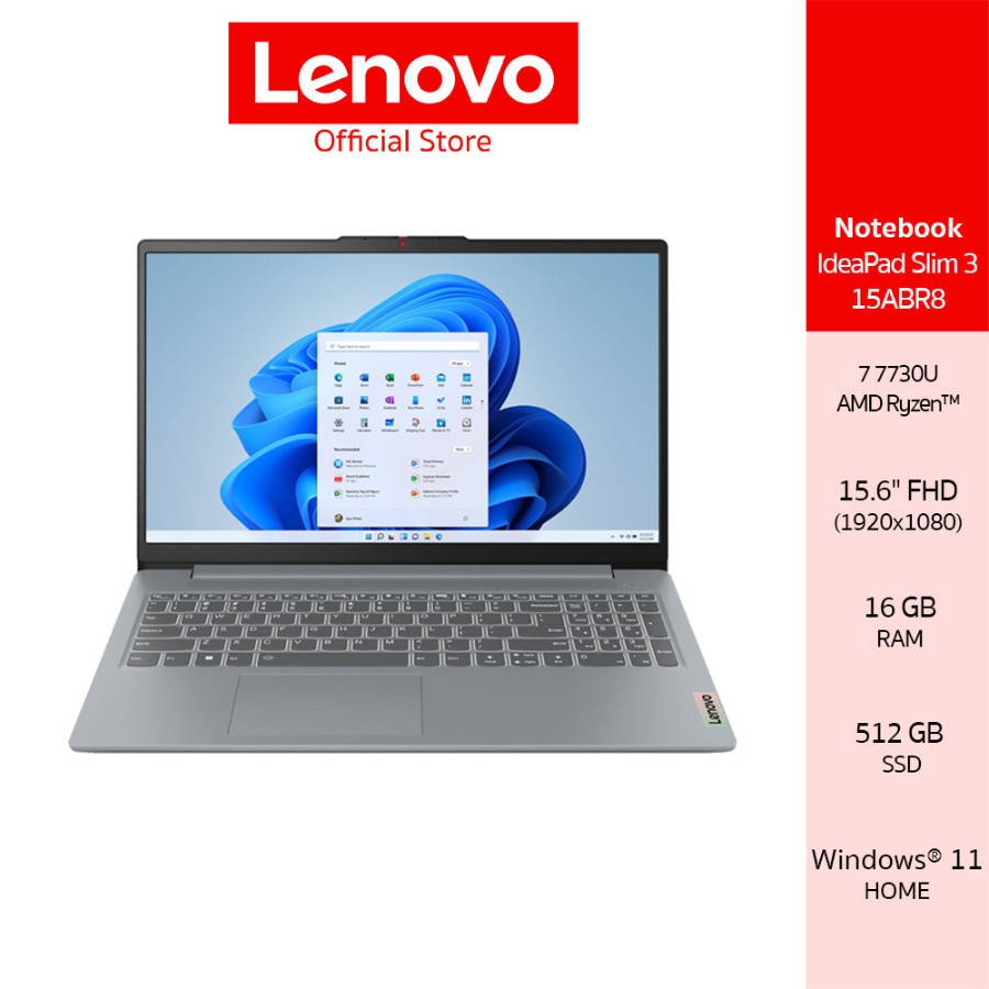 [ผ่อน 0%]Lenovo IdeaPad Slim 3 15ABR8(82XM00EUTA)Notebook Ryzen 7 7730U 16GB SSD 512GB 15.6" IPS