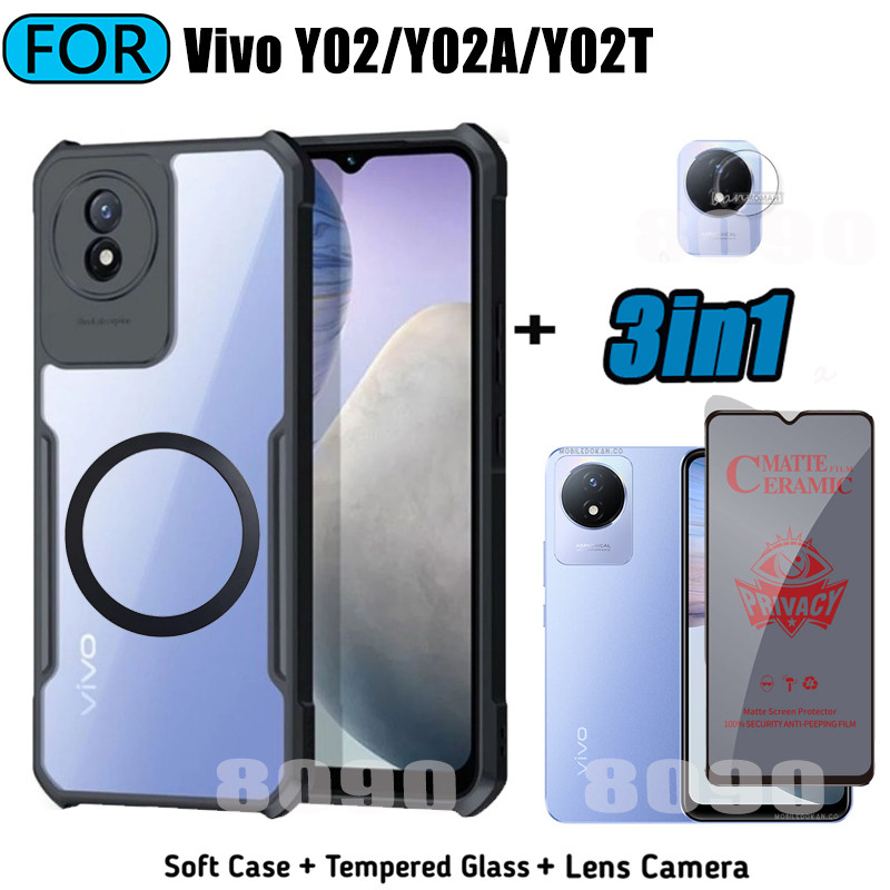 สําหรับ Vivo Y02 เคสโทรศัพท์กันกระแทก Vivo Y02A Y02T Y03 Y03T Y02S Y04 ปลอกแม่เหล็กสติกเกอร์ชาร์จไร้