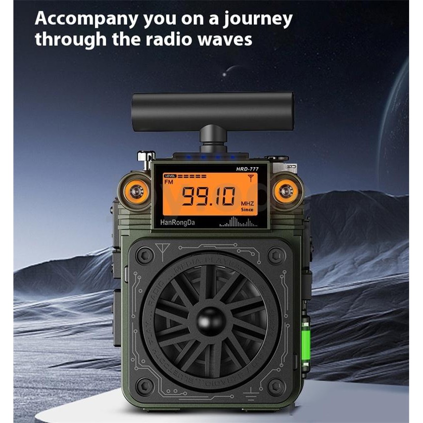 HanRongDa HRD-777 โลหะ Multiband วิทยุบลูทูธ AM FM SW WB 6 โหมด EQ การ์ด TF เครื่องเล่น MP3 รองรับ T