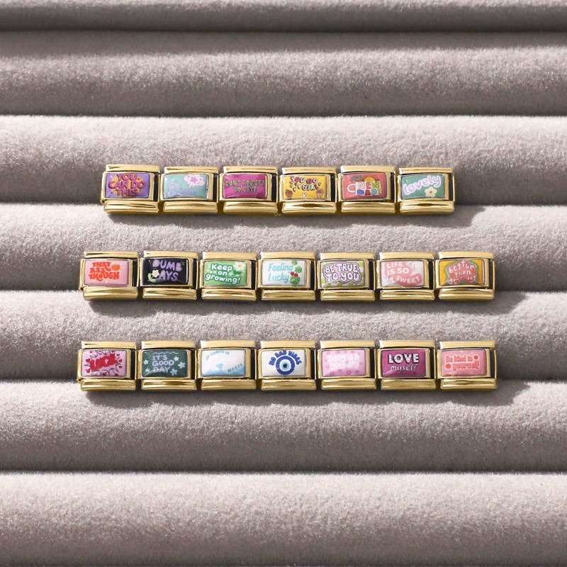 สร้อยข้อมือcharmสีทองอิตาเลียน ขนาด9มม. สแตนเลส DIY เสริมบุคลิกภาพ - รูปที่ 4