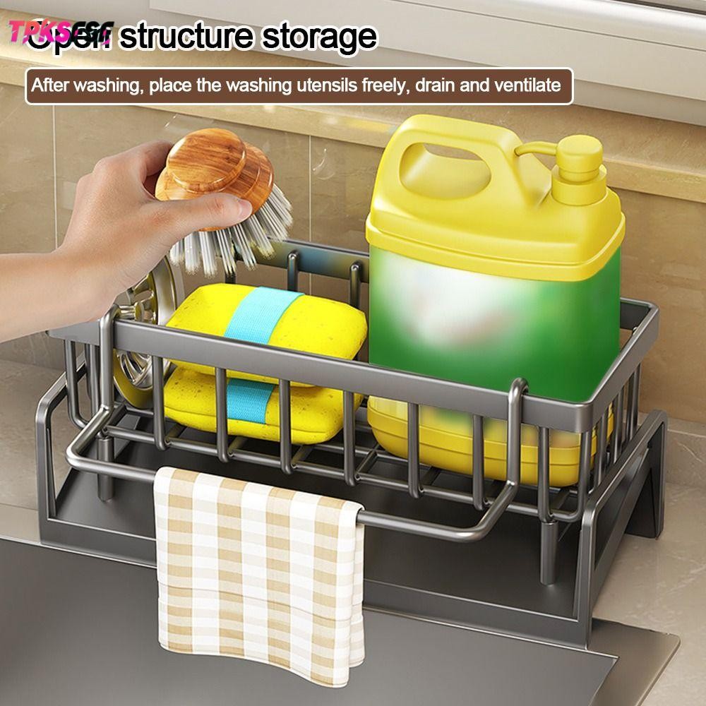 TPKSSF ชั้นเก็บของในครัว,แบบพกพา Rag Organizer Self-driing Sink Shelf, ABS ความจุขนาดใหญ่ขนาดใหญ่ผู้ถือฟองน้ําห้องน้ําแชมพูชั้นวาง