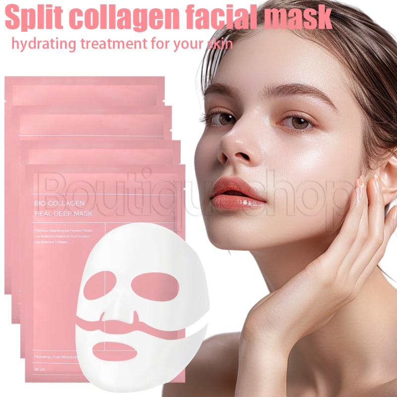 Split Collagen Facial Mask - Anti Wrinkle Facial Mask Patch - Deep Hydrating Overnight Face-pack - อุปกรณ์ดูแลผิวหน้า - สําหรับรูขุมขนหดตัว, ให้ความชุ่มชื้น, เพิ่มความกระจ่างใส