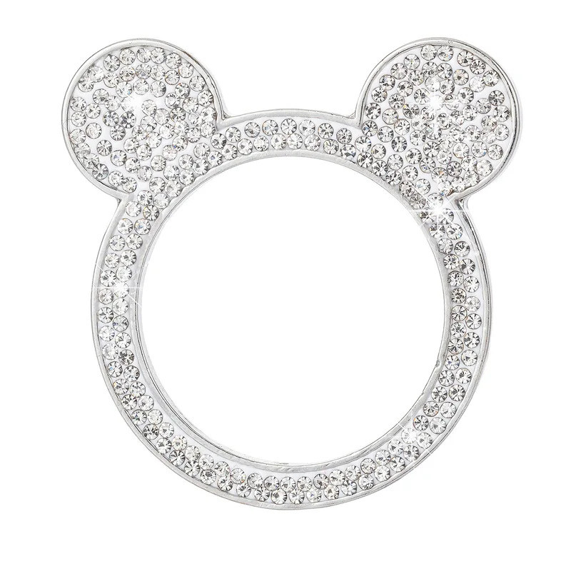 รถน่ารักหนึ่งคลิกปุ่มเริ่มต้นตกแต่งวงกลมสร้างสรรค์เพชรคริสตัลแหวนจุดระเบิดสติกเกอร์ฝาครอบป้องกันภายในรถ