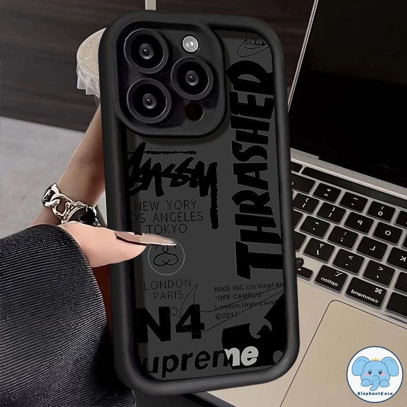 แบรนด์แฟชั่นเคส OPPO A16 A78 A7 A12 A5 A3s A57 A18 A38 A15 A5s A77 A9 A58 A17 A53 A54 A16K Reno 5 ภาษาอังกฤษกราฟฟิตีเคส