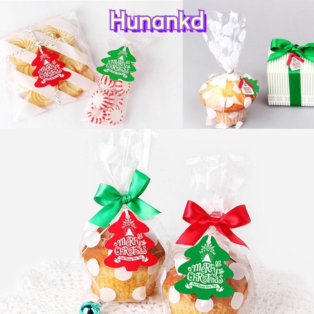Hunan 50 ชิ้นถุงขนมสติ๊กเกอร์ตกแต่งวันเกิดต้นคริสต์มาสกระดาษคราฟท์ DIY ตกแต่งคริสต์มาส