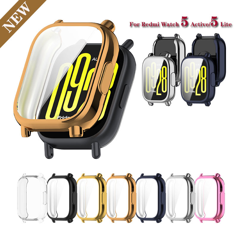 Tpu ชุบนุ่มคลุมทั้งหมดป้องกันเคสป้องกันหน้าจอด้วยไฟฟ้าสําหรับ Redmi Watch 5 Active / 5 Lite