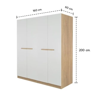 Koncept Furniture ตู้เสื้อผ้าบานเปิด 160 ซม. รุ่น Hanz สีไม้อ่อน (160x60x200) แบรนด์ KONCEPT FURNITURE