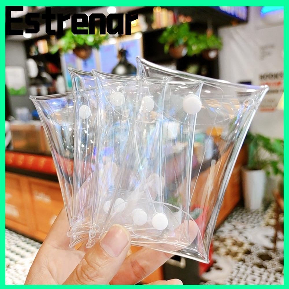 Estrenar Zero Wallet, กระเป๋าใส่เหรียญ PVC โปร่งใส, สไตล์พร้อมหัวเข็มขัด กระเป๋าเก็บของกันน้ําหลายขนาดเครื่องประดับ