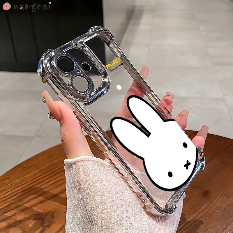 SAMSUNG สําหรับsamsung Galaxy A06 A05 A05s A04 A04e A03 Core A03s A02 A02sเคสโทรศัพท์สไตล์เกาหลีสีขาวMiffyกระต่ายดอกไม้น่ารักการ์ตูนชุบโปร่งใสนุ่มปลอกกรณีปกหลัง
