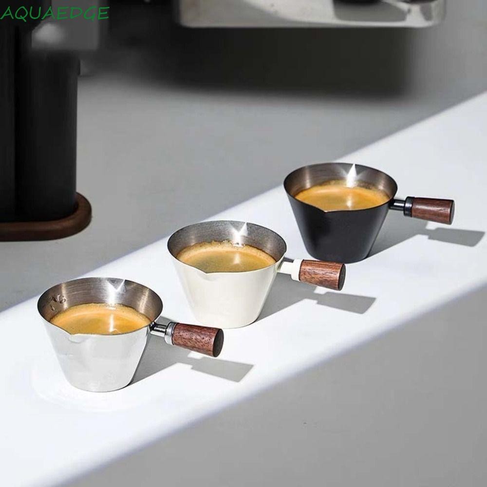 น้ํา ถ้วยตวงกาแฟ,ด้ามไม้สแตนเลสเอสเพรสโซ่วัดยาถ้วย,มัลติฟังก์ชั่ที่มีขนาดพวย90มิลลิลิตรเทถ้วยนม