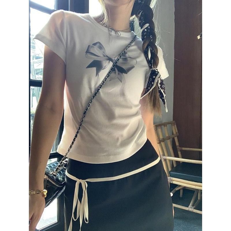 ลดกระหน่ำ สินค้าล็อตสุดท้าย!! เสื้อยืดคอกลม แขนสั้น พิมพ์ลายโบว์ ขนาดเล็ก เหมาะกับฤดูร้อน สําหรับผู้หญิง - รูปที่ 6