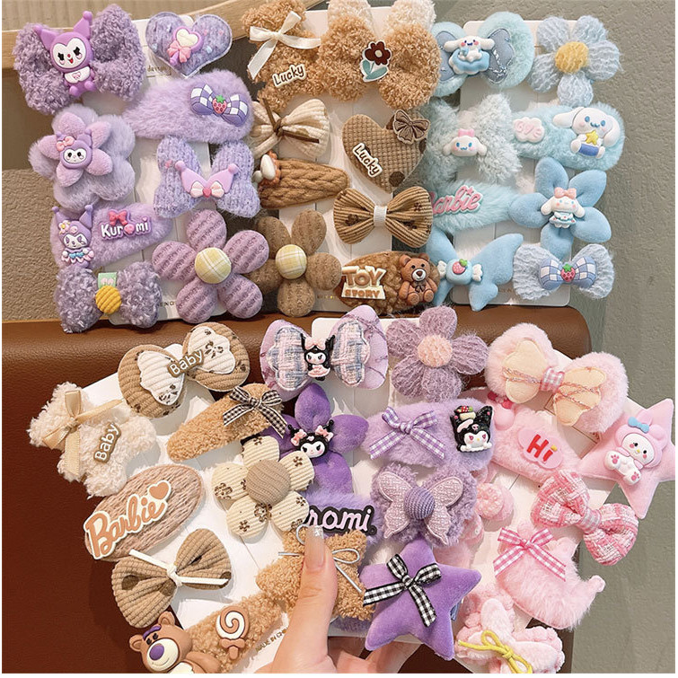 2024 เด็กตุ๊กตา Hairpin สีม่วง Kuromi Sanrio Hairpin เครื่องประดับผม