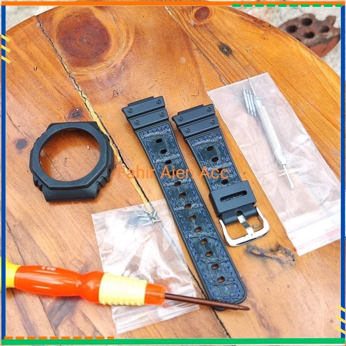 BEZEL และ STRAP WATCH STRAP G5600 GWM5600 GLX5600 GLX5600 GLS5600 RUBBER WATCH STRAP - สีดํา-น้ําเงิ