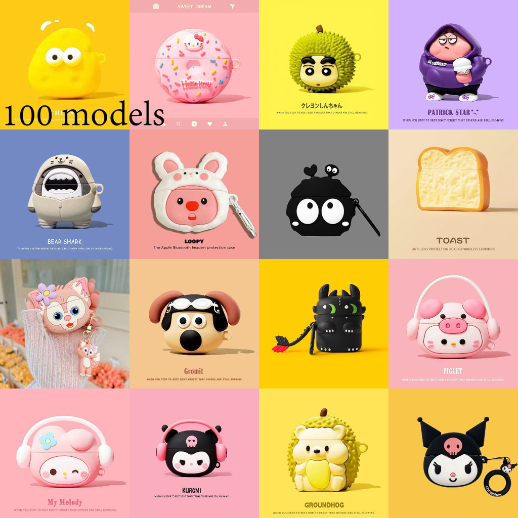 สําหรับ แอร์พอด Airpods 4 2024 เคส Case เคสหูฟังซิลิโคนบุคลิกภาพการ์ตูนเม่นมังกรดําลูกสุนัข 100 สไตล์