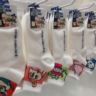 ถุงเท้าหญิงน่ารัก Crayon Shin-Chan กลางหลอด Preppy สไตล์นักเรียน Four Seasons All @