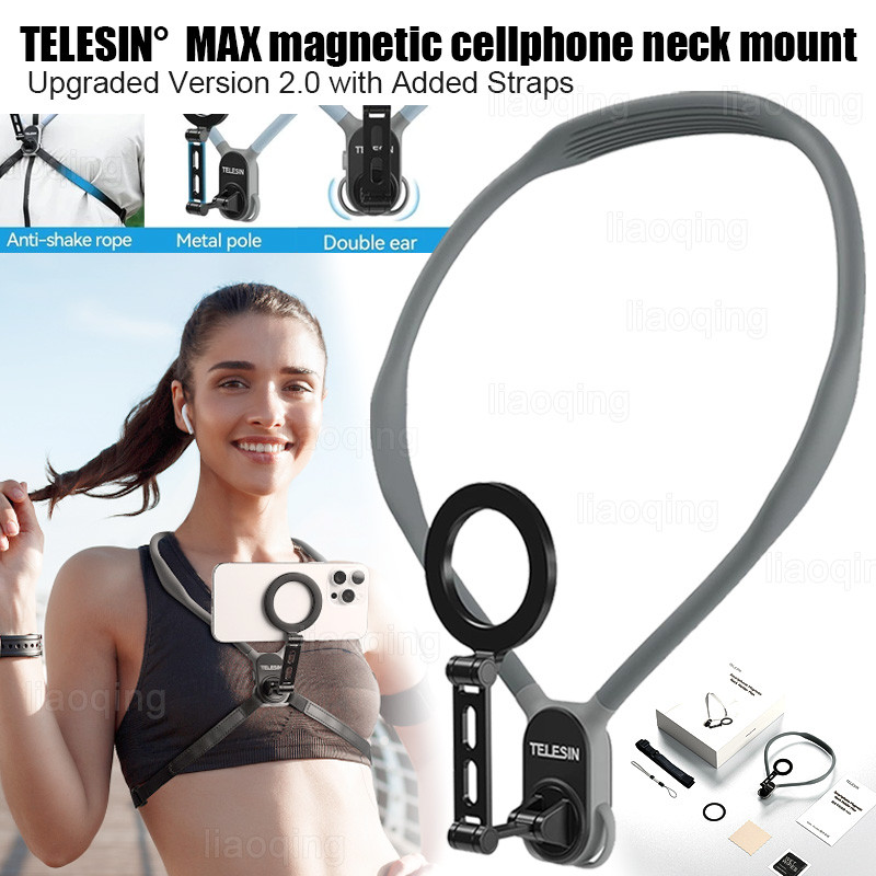 สูงสุด แม่เหล็กยึดคอสําหรับโทรศัพท์, ขาตั้งกล้องคอพร้อมสายรัดหน้าอกยึด, ตัวยึดหน้าอกคอแม่เหล็ก, ตัวยึดสร้อยคอโทรศัพท์มือถือ ธาร แฮนด์ฟรีสําหรับ ไอโฟน และโทรศัพท์ หุ่นยนต์ ทุ