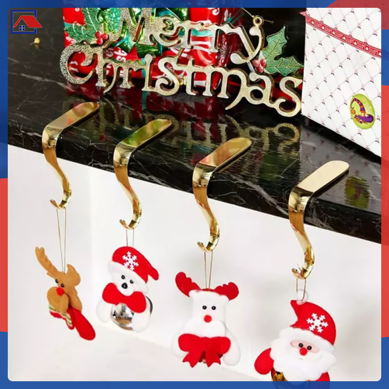 3 ชิ้นของขวัญสําหรับ Stocking Stuffers Fireplace Hook up Christmas Hanger สังกะสีอัลลอยด์ Mantel ตกแต่งแขวน Xmas erkenai