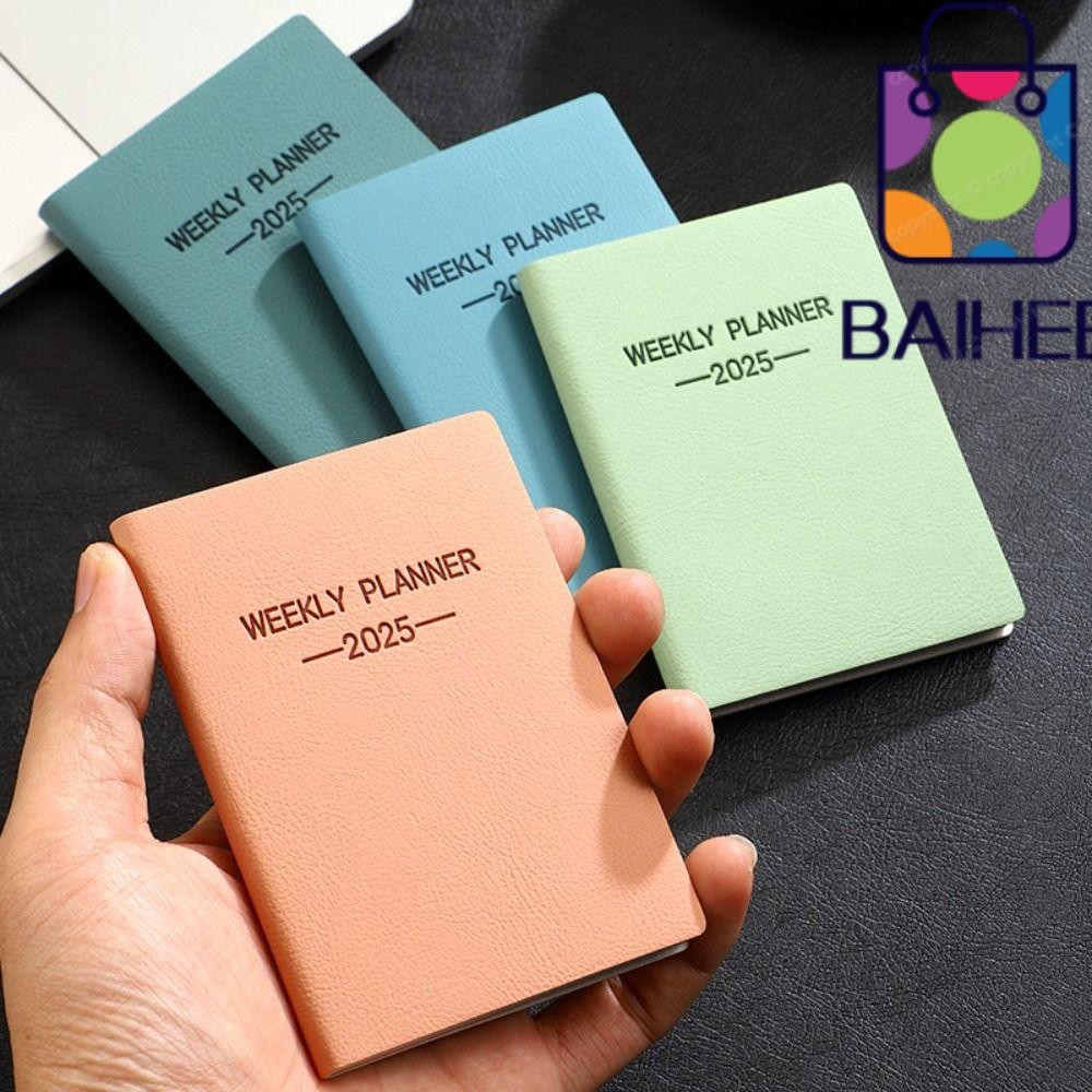 Baihee 2025 หนังสือวาระ, A6/A7 English 2025 Planner Notebook, คุณภาพสูง To Do List สี Morandi พร้อมปฏิทิน A5 Notebook นักเรียน