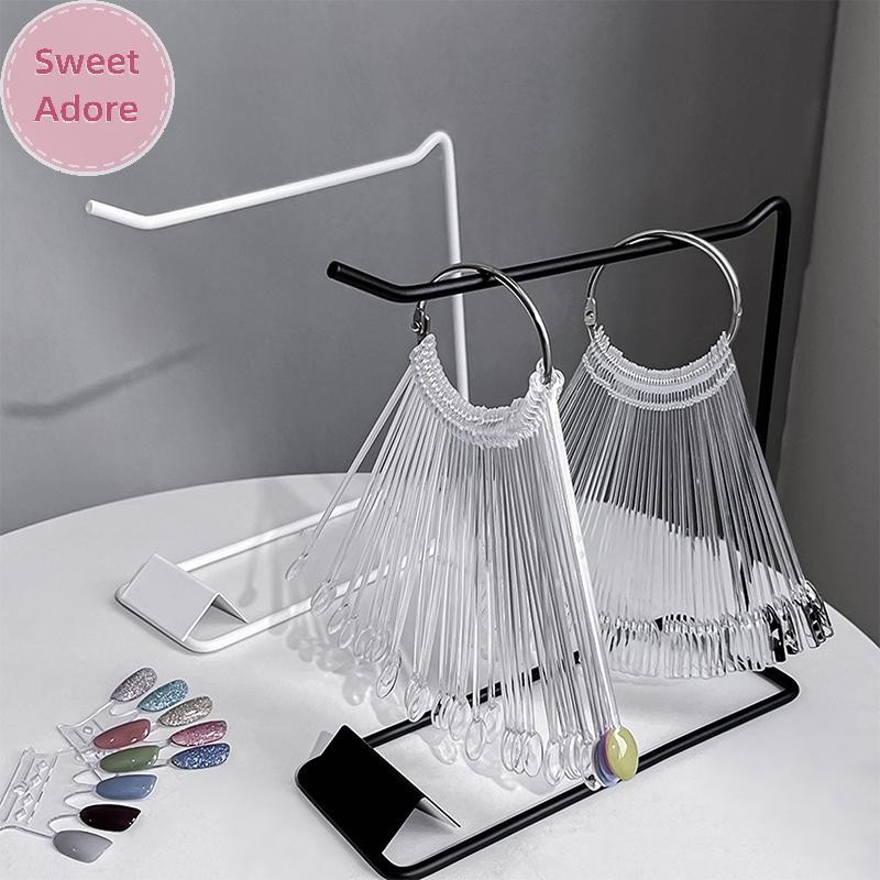 Sweetadore เล็บปลอมสีการ์ดขาตั้งจอแสดงผลเจลแม่แบบพัดลมรูปร่างเล็บเคล็ดลับตัวอย่างขาตั้งยาทาเล็บฝึก Palette TH