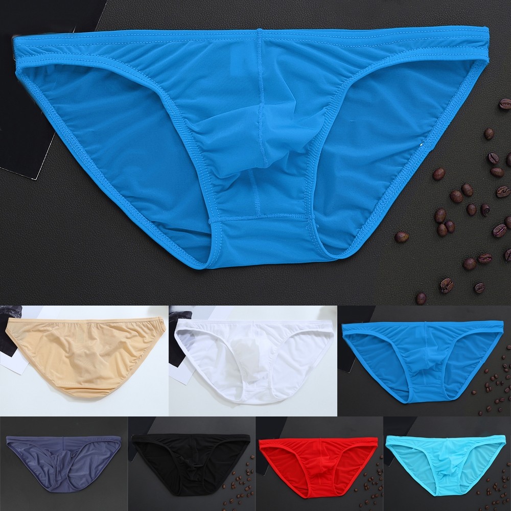 [CH] Hot Mens Sexy Ice Silk Skinny Briefs Comfy Breathable Low-waist Lingerie