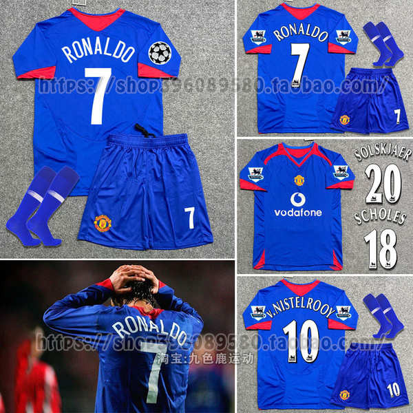 เสื้อบอลราคาถูก เสื้อบอล ปีศาจแดง 0405 Force Manchester United เสื้อย้อนยุคสีน้ําเงิน ทีมเยือน หมายเ