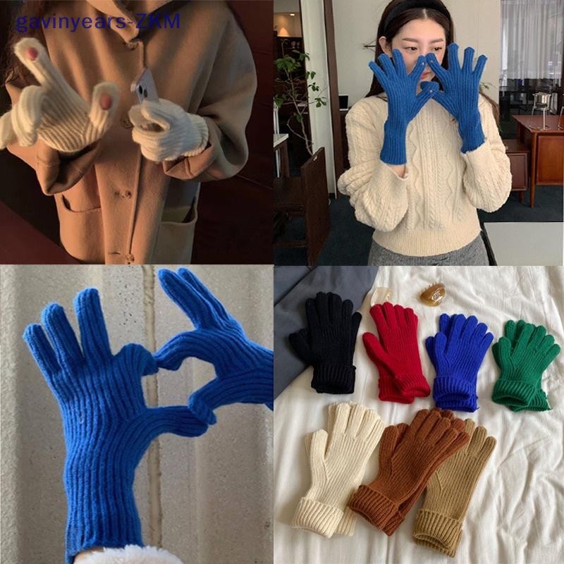 [gavinyears] ถุงมือถักขนสัตว์สีบริสุทธิ์ผู้หญิงในฤดูหนาว Warm Cycling Cold Prevention [TH]