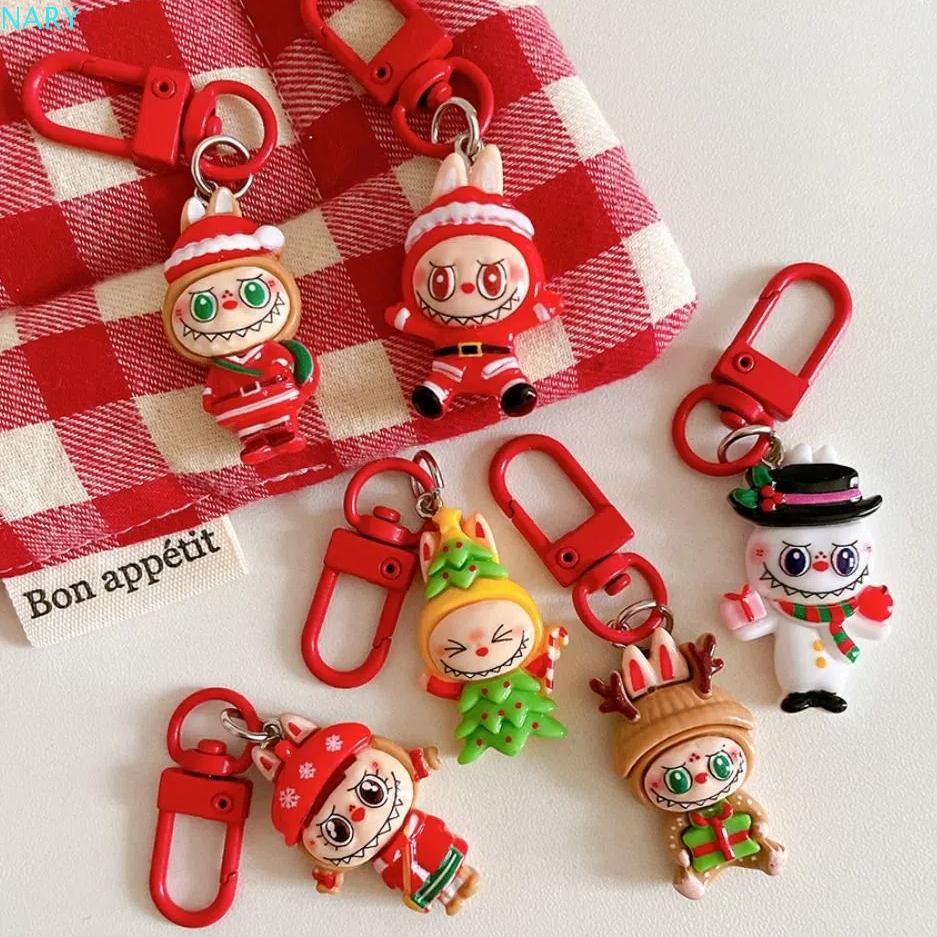Nary Xmas Labubu พวงกุญแจ, Elk เรซิ่นคริสต์มาส Labubu พวงกุญแจ, การ์ตูน Reindeer Snowman ตลก Santa Claus จี้คริสต์มาส