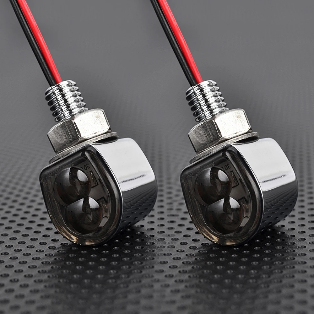2pcs Black Shell Universal Mini 12V กระพริบไฟเลี้ยวรถจักรยานยนต์ไฟ LED Amber Blinker ไฟแสดงสถานะสําหรับ Cafe Racer Honda Yamaha