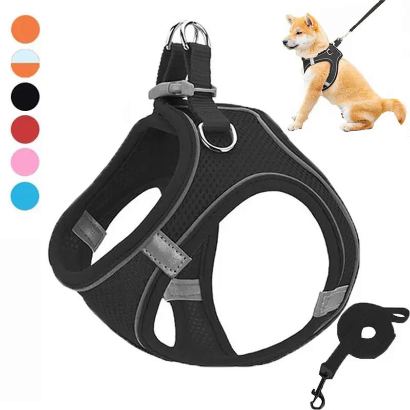 Pet Dog harness and leash set Reflective Breathable Harness Dog Adjustable Comfort Puppy harness out