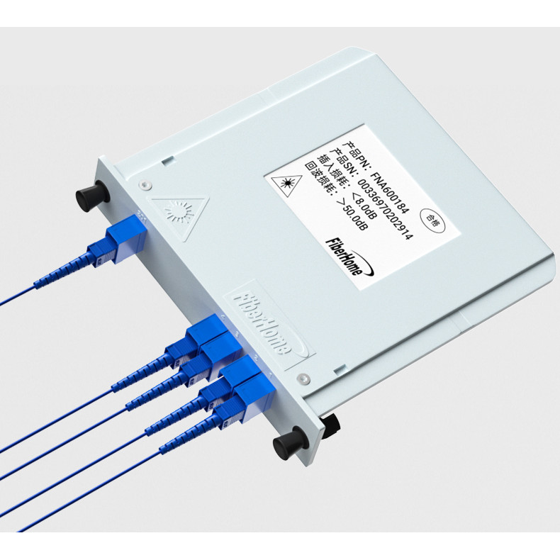 Fiberhome 1-2 1-4 1-8 1-16 SC UPC Optical Fiber PLC Splitter Cassette กล่อง Plug-in Type Optical Splitter ทั้งหมดสีฟ้า