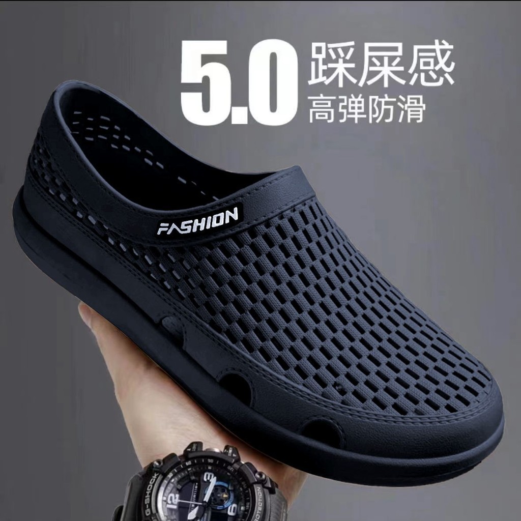 รองเท้าแตะกันลื่นชายหาด 4 รองเท้าหลุมด้านนอก.กลวงผู้ชายรองเท้าแตะนิ้วเท้ามะพร้าวกีฬากลางแจ้ง