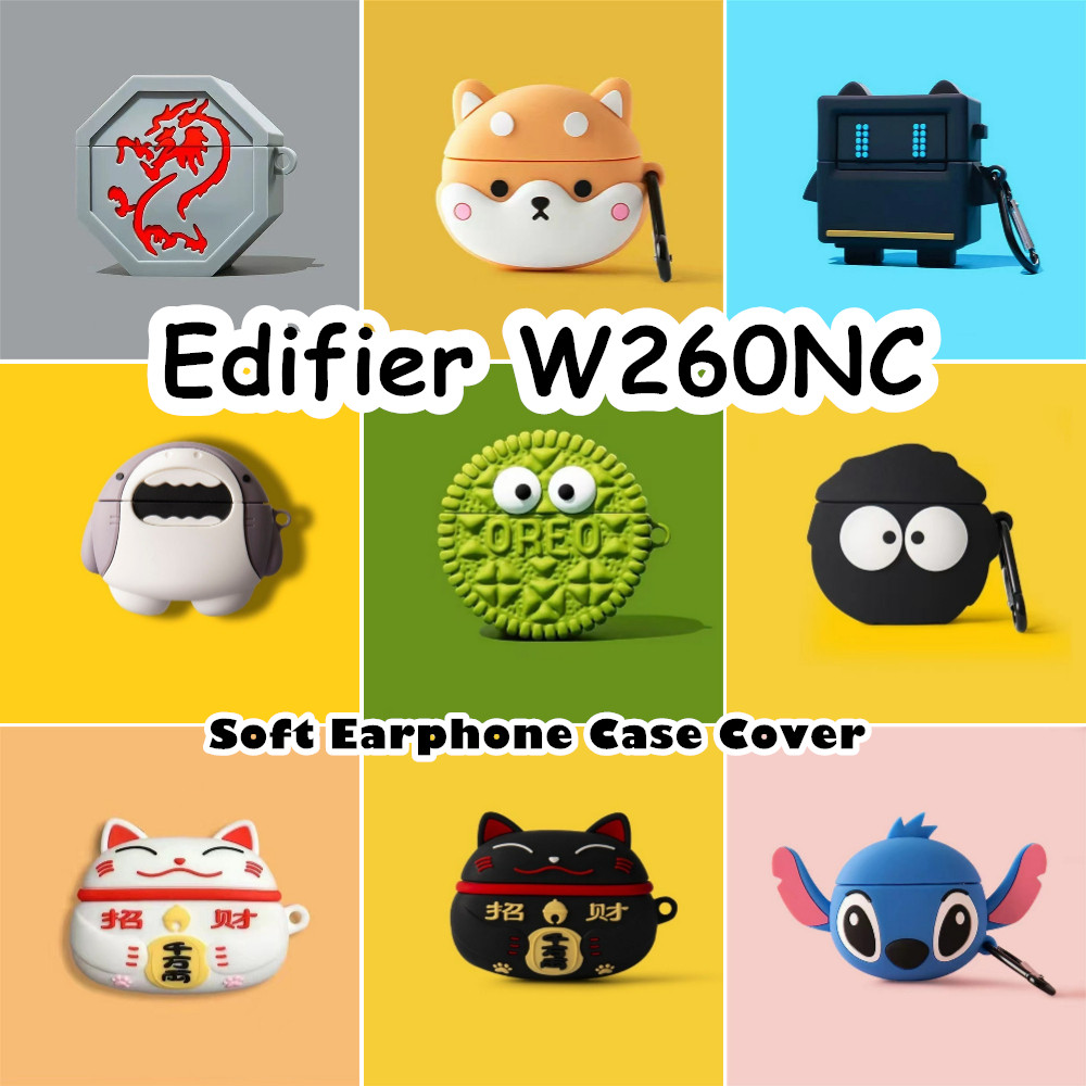 Case Homefor Edifier W260NC Case น่ารักการ์ตูนซิลิโคนอ่อนนุ่มหูฟังกรณีปลอกฝาครอบ