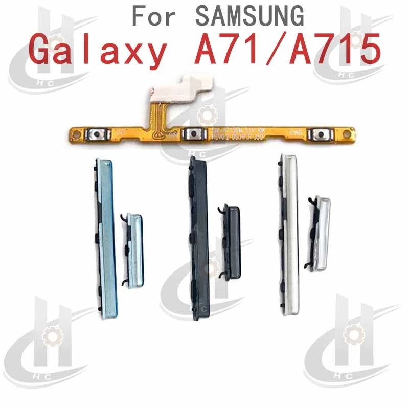 สําหรับ SAMSUNG Galaxy A71 A715 ปุ่มปรับระดับเสียงไฟ ปุ่มสายเคเบิล Flex ปุ่มเปิดขึ้นและลงด้านข้าง อะไหล่ทดแทน