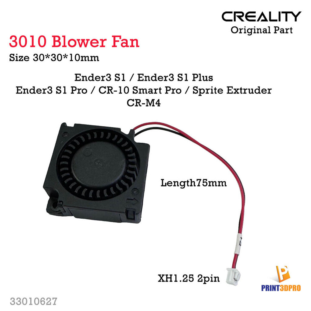 Creality Part 3010 Blower Fan 24V 0.1A Length 75mm xh1.25 2pin 3D Printer Part
