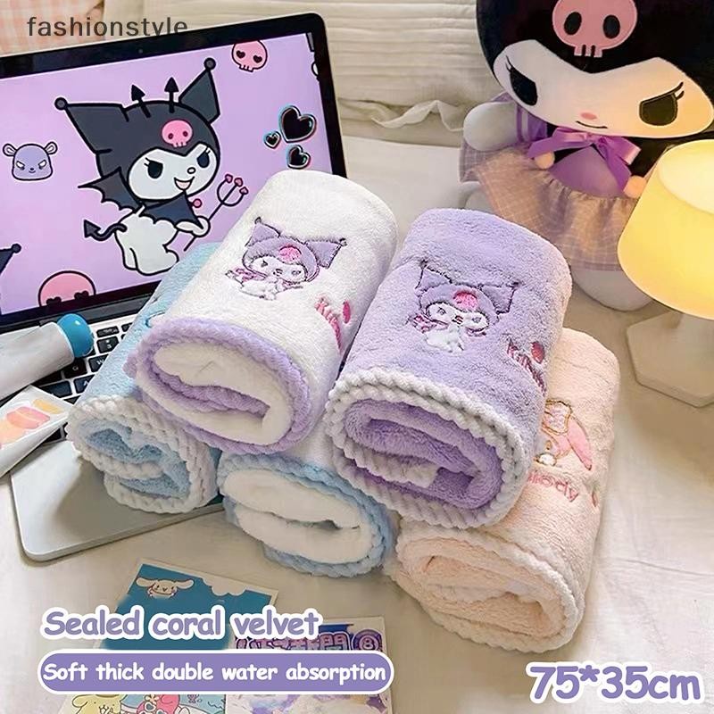 [Fashionstyle] 75*35 ซม. Kawaii Sanrio Kuromi ผ้าเช็ดตัวขนแกะปะการังอะนิเมะ My Melody Pochacco Cinnamoroll ดูดซับ Thicken Face Towel [th]