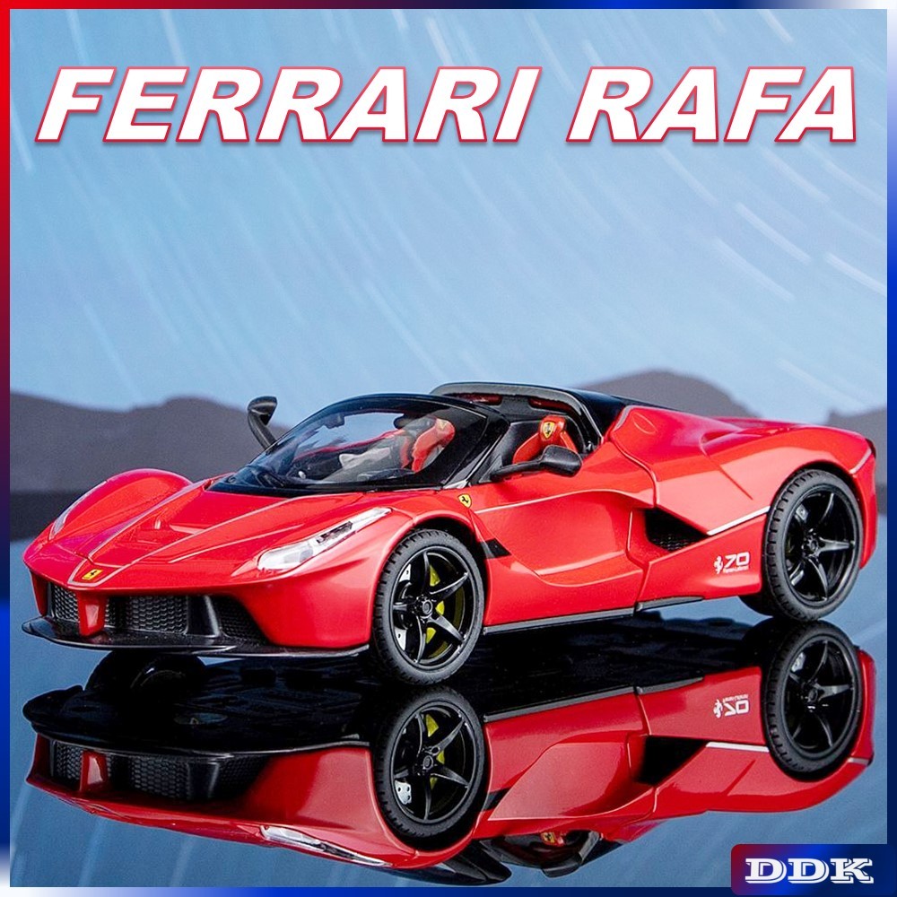1:22 FERRARI RAFA โมเดลรถเหล็กรถของเล่นโลหะเสียงและแสงดึงกลับเด็กเพื่อนเด็กวันเกิดของขวัญคริสต์มาส