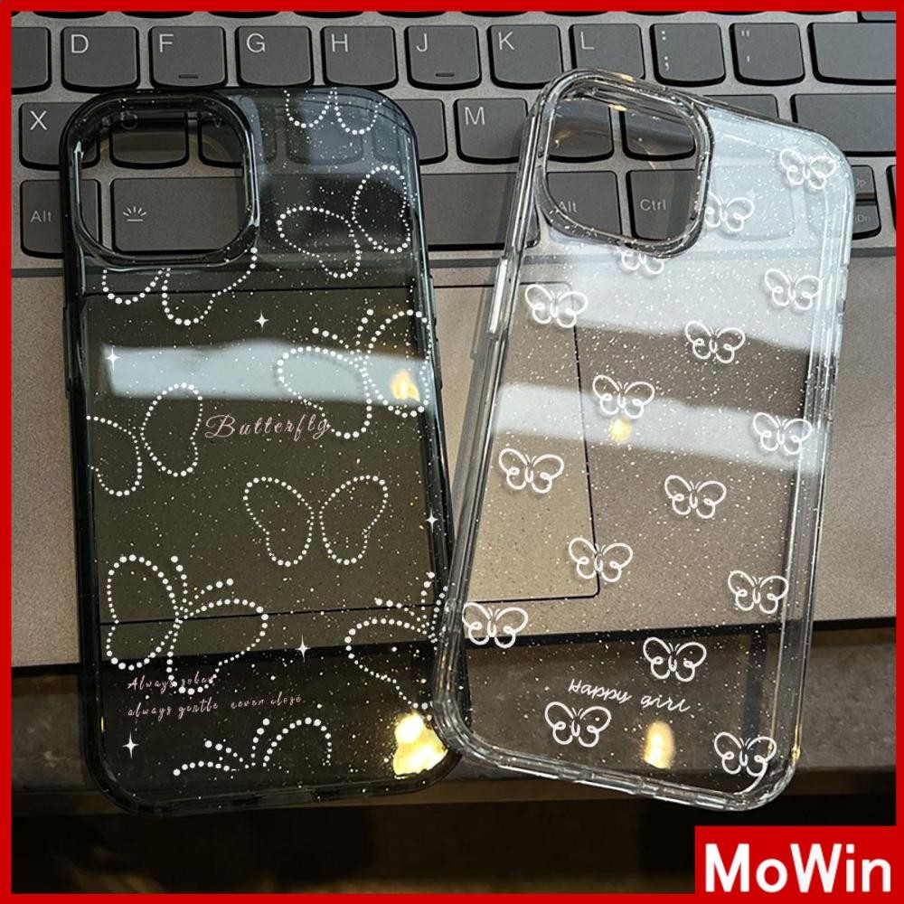 Movin - เคส iPhone 16 Pro Max iPhone 11 เคสใสแบบแวววาว TPU นุ่มสีสันสด ผีเสื้อหลากสีสันสวยงาม Compatible iPhone15 Pro max 14 13 12 Pro max XS XR 7 Plus 8 Plus