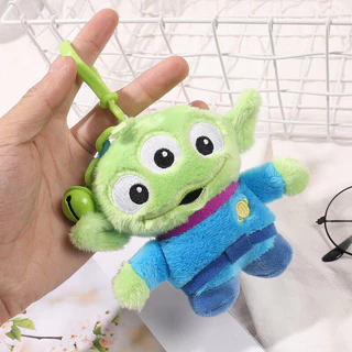 Disney Toy Story Alien น่ารัก Kawaii สามตา Boy Plush จี้กระเป๋านักเรียนกระเป๋าเป้สะพายหลังจี้พวงกุญแจตุ๊กตาของเล่นของขวัญวันเกิดของขวัญคริสต์มาส