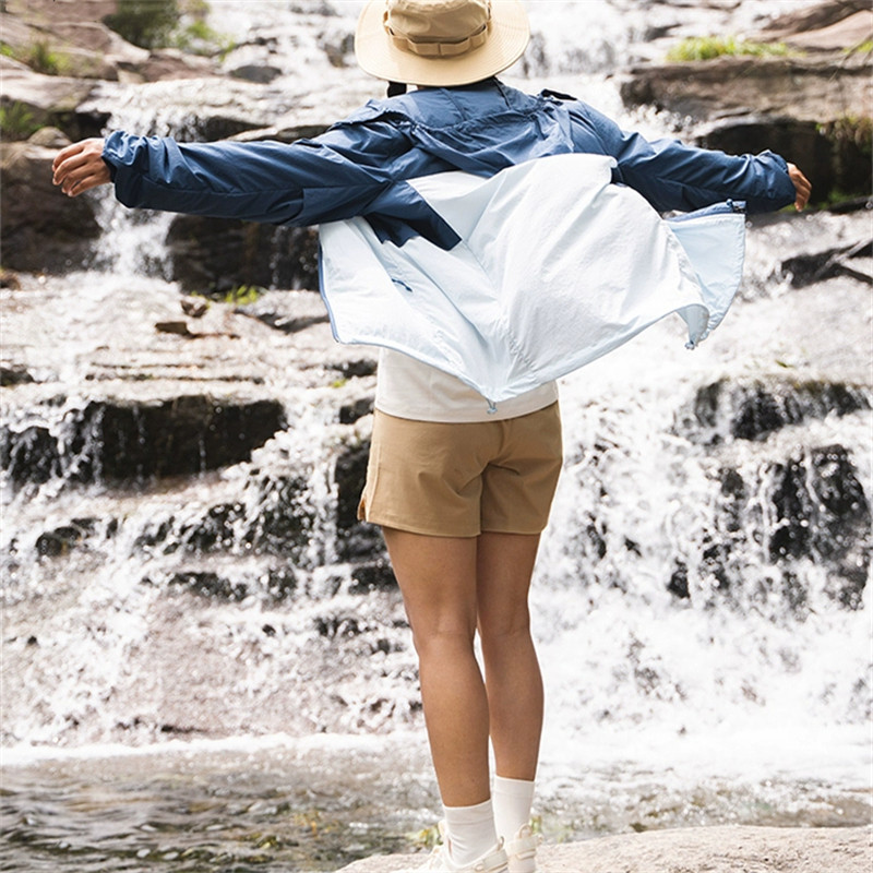 เสื้อแจ็คเก็ตมีฮู้ดกันแดดป้องกันรังสียูวี ไม่จํากัดเพศ -น้ําหนักเบาระบายความร้อนระบายอากาศ ขึ้น50 + เสื้อกันแดดสําหรับกีฬากลางแจ้งการเดินทางและขั - รูปที่ 2