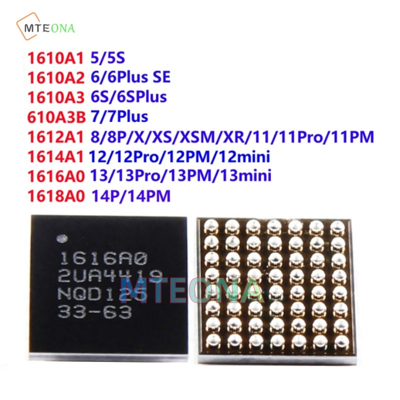 10 ชิ้น 1610A1 1610A2 1610A3 610A3B 1612A1 1614A1 1616A0 ชาร์จ IC สําหรับ iphone 11 12 13 Pro Max Mi