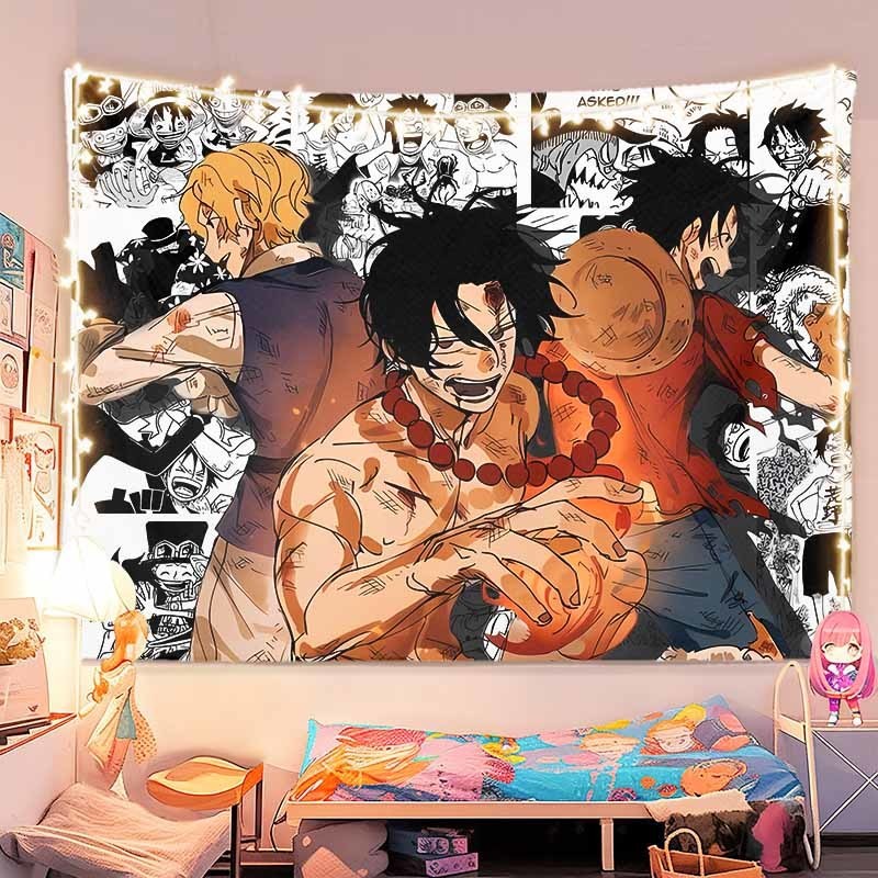 จัดส่งจากไทย] ผ้าพื้นหลัง Agirl One Piece ผ้าแขวนผนังอนิเมะ Luffy สองมิติ ผ้าตกแต่งผนังห้องนอนนักเรียน